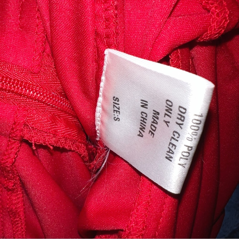 Red Mesh Ruffle Ruched Mini Dress Size Small - Picture 8 of 8